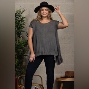 Oversize Asymmetric Hem Plus Size Knit Top